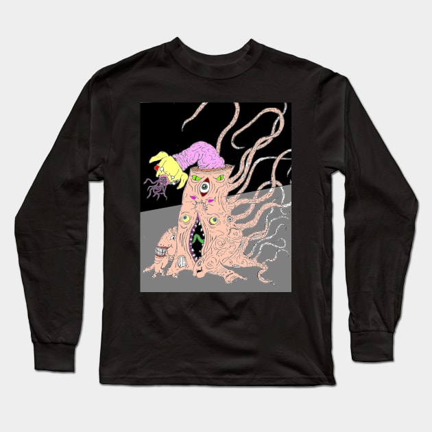 Tree Dog Glitch Long Sleeve T-Shirt by lowen morrison